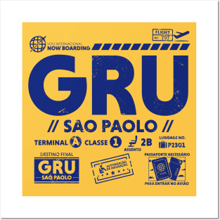 Vintage Sao Paolo GRU Airport Code Travel Day Retro Travel Tag B Posters and Art